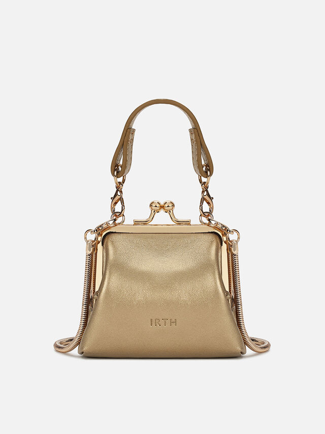 Juliet Leather Miniature Kiss Lock - Gold