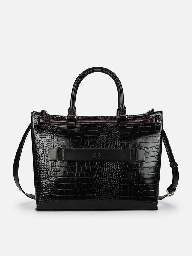 Stephanie Croco Work Bag - Black