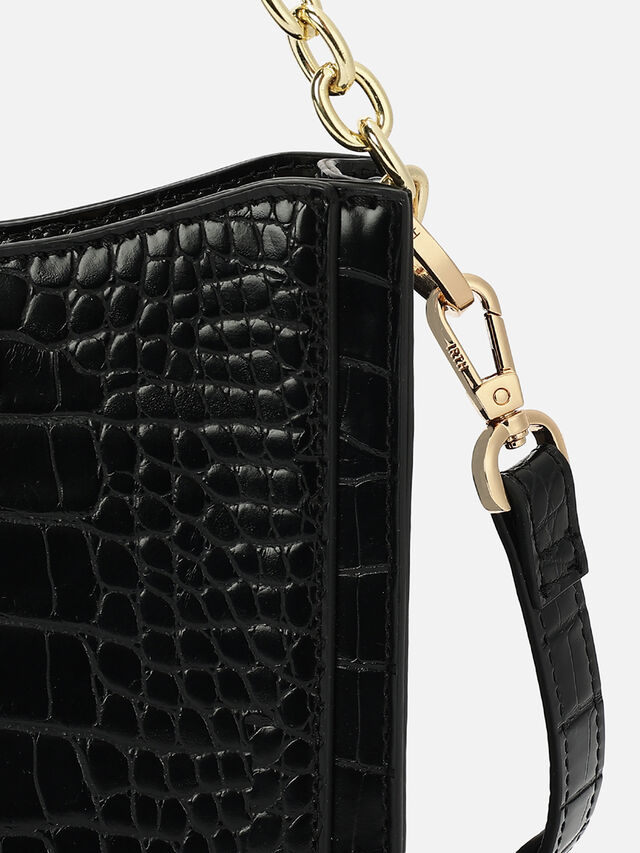 Penelope Croco Shoulder Bag - Black