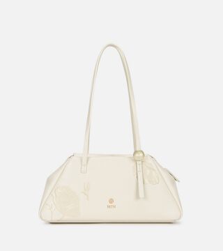 Emma Embossed Shoulder Bag - Off-White