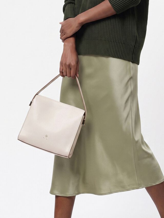 Leona Leather Handheld - Off-White