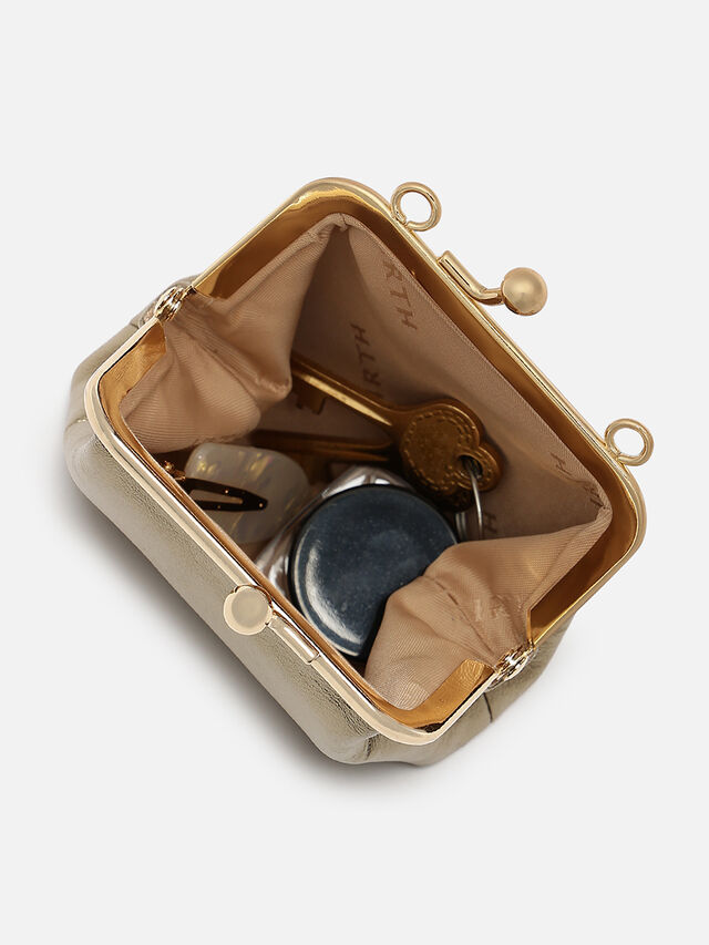 Juliet Leather Miniature Kiss Lock - Gold