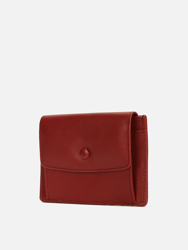 Flip Leather Card Holder - Red