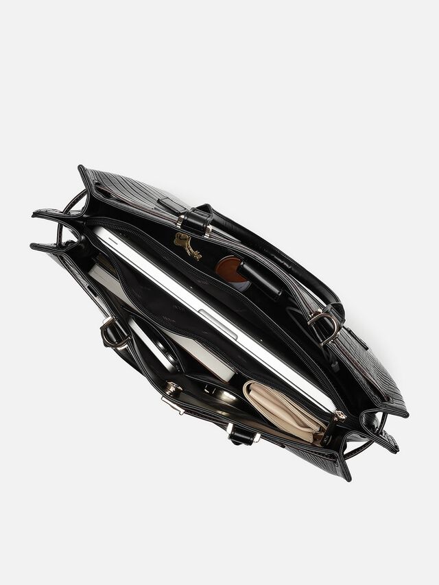 Stephanie Croco Work Bag - Black