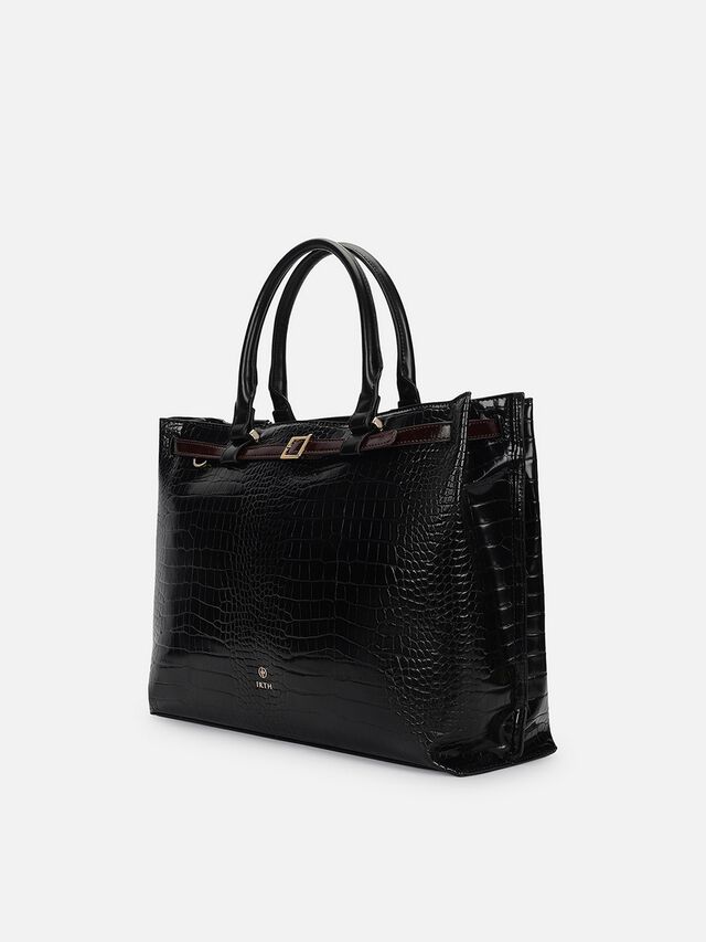 Stephanie Croco Work Bag - Black