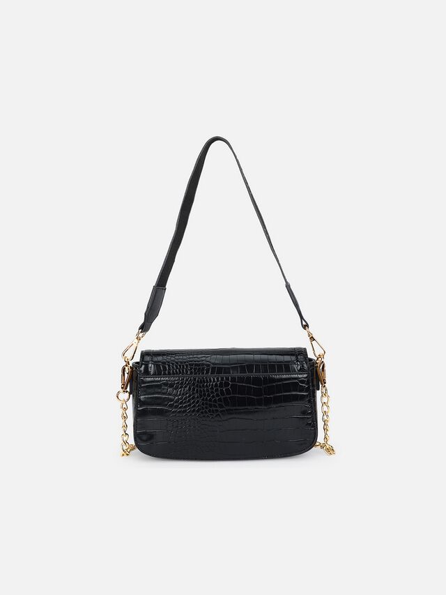 Sophie Croco Shoulder Bag - Black