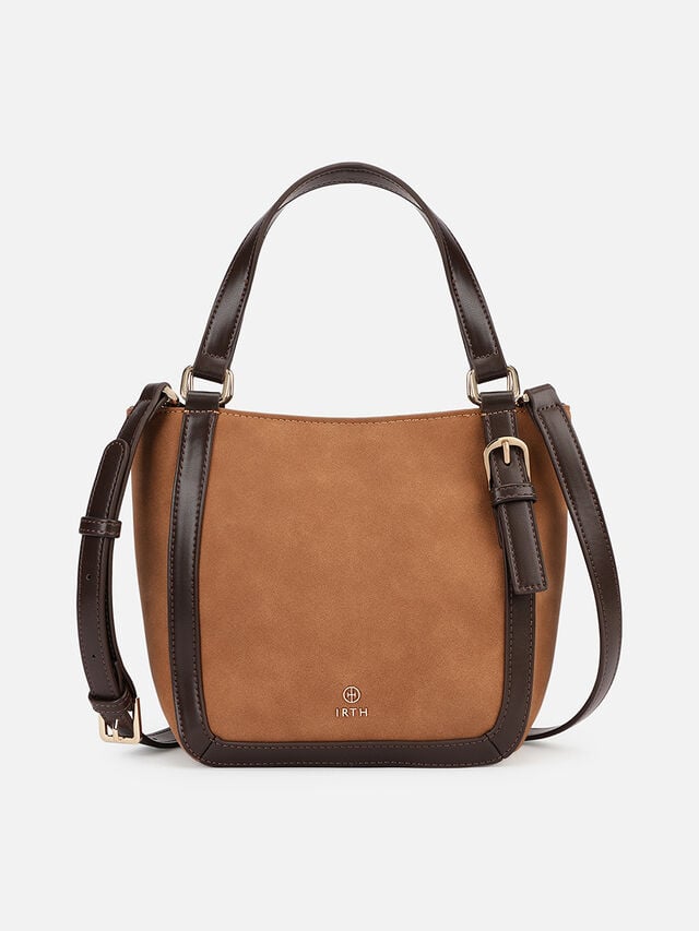 Maren Faux Suede Handheld - Tan