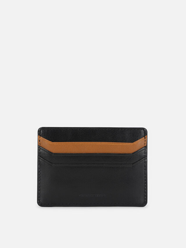 Tuck Leather Card Holder - Black