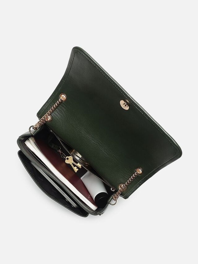 Lynn Leather Shoulder Bag - Green