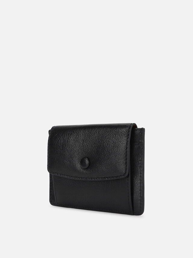Flip Leather Card Holder - Black
