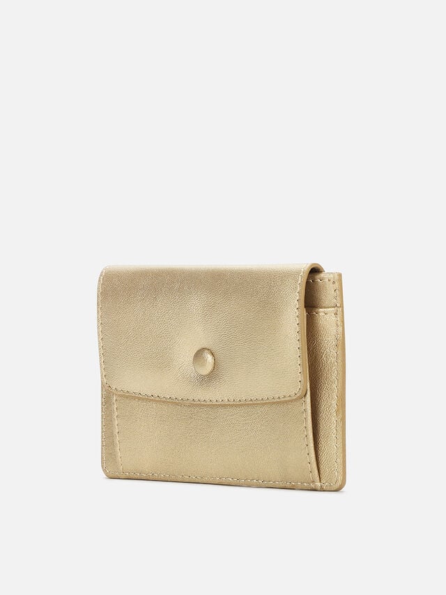 Flip Leather Card Holder - Gold