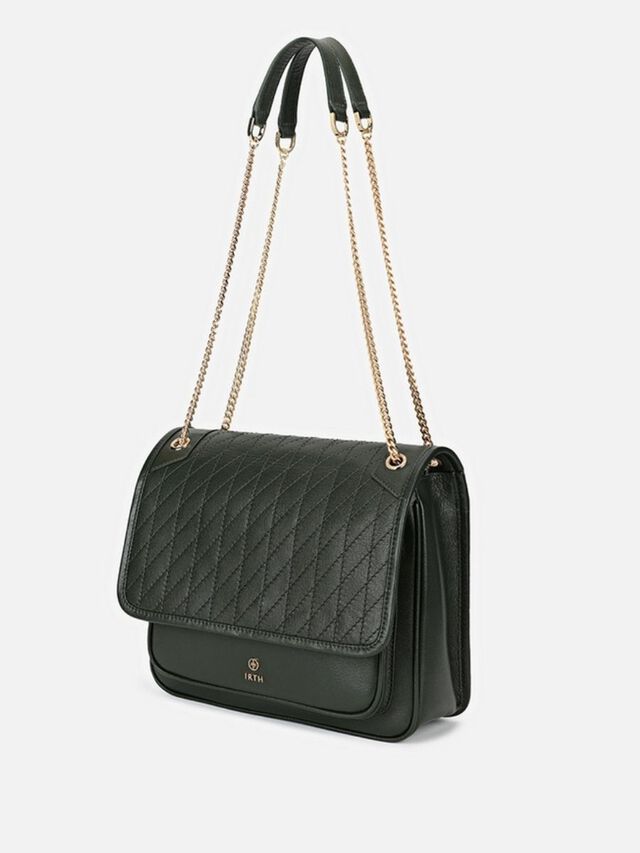 Lynn Leather Shoulder Bag - Green