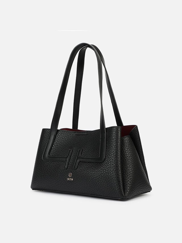 Initials Wide Shoulder Bag - Black