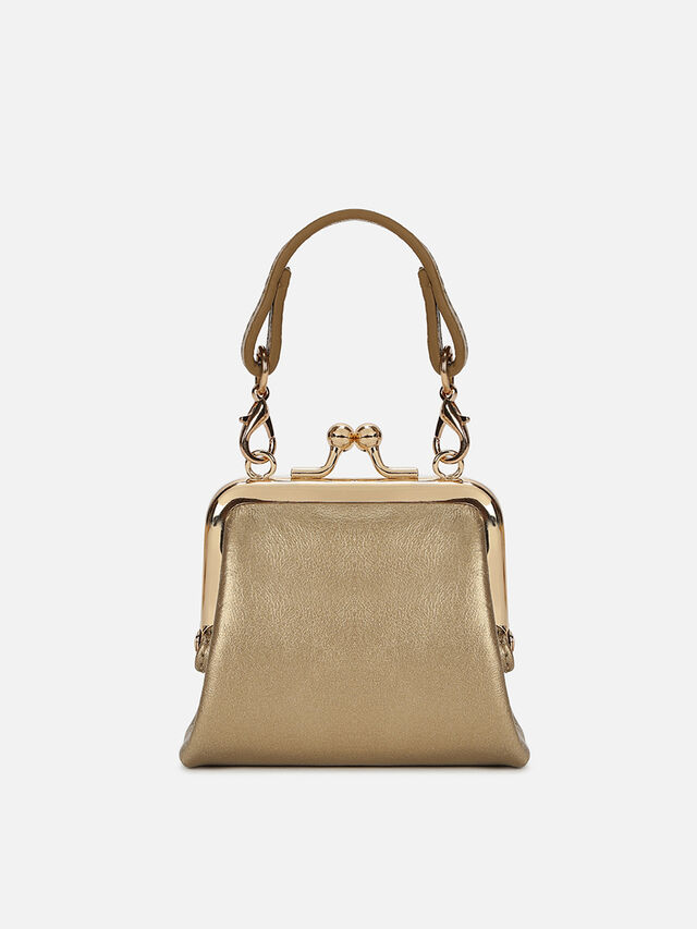 Juliet Leather Miniature Kiss Lock - Gold