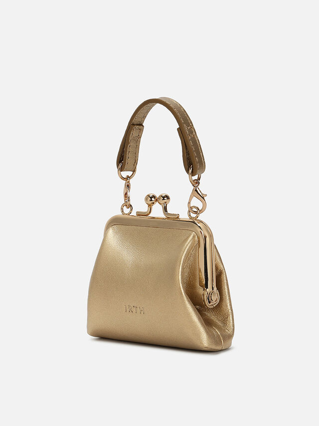 Juliet Leather Miniature Kiss Lock - Gold