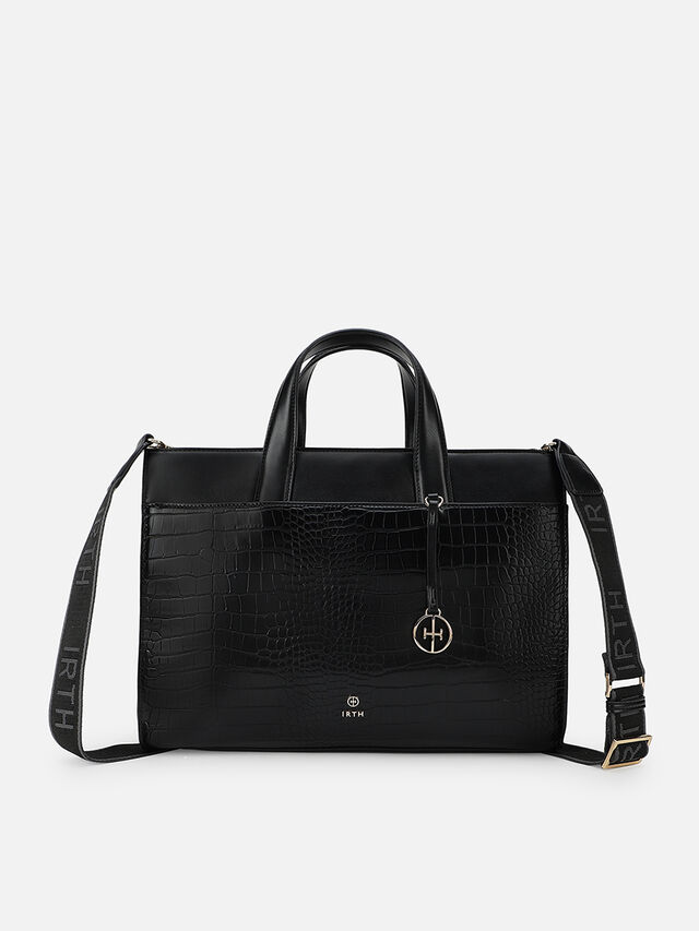 Olivia Croco Work Bag - Black