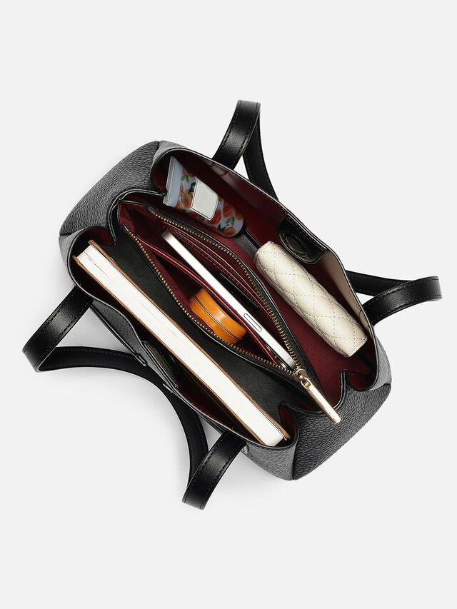 Initials Wide Shoulder Bag - Black