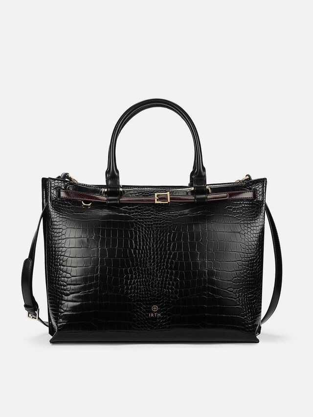 Stephanie Croco Work Bag - Black