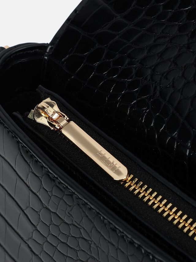 Sophie Croco Shoulder Bag - Black