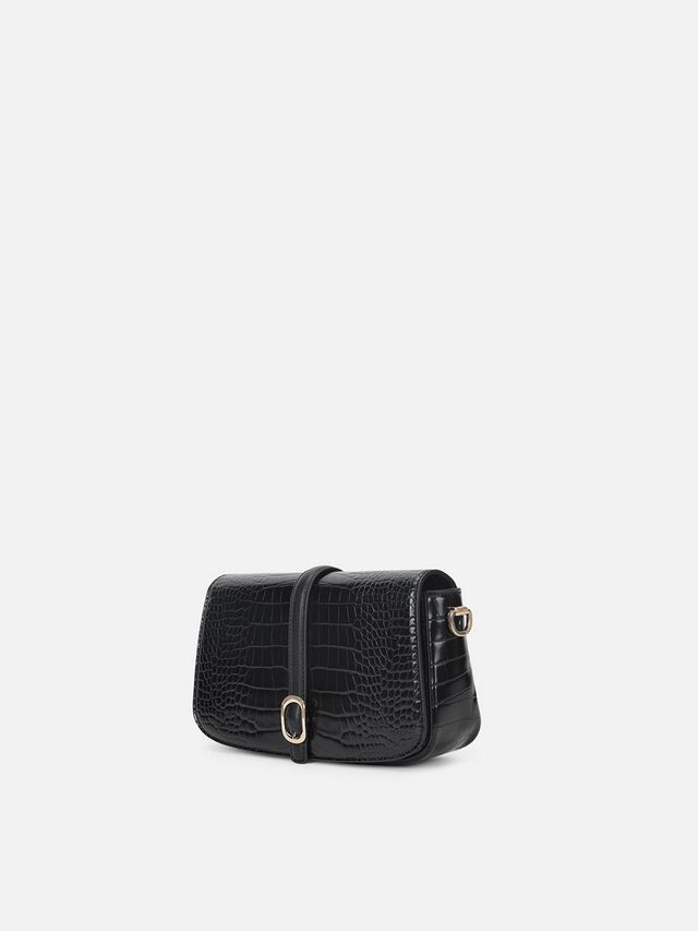 Sophie Croco Shoulder Bag - Black